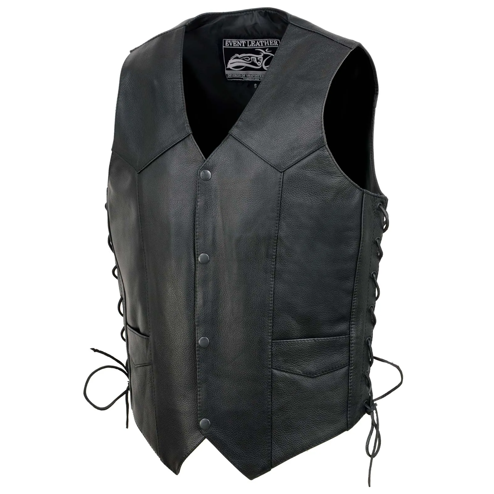 Event Leather's ELM3900 Men's 100% Genuine Motorcycle Leather Vest | Biker Vests with Embossed Eagle | Live To Ride