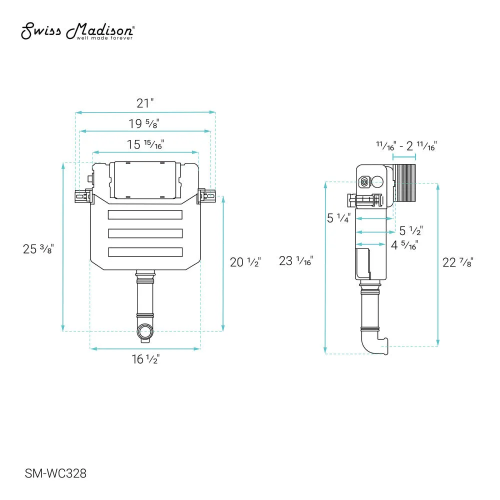 Fantome H Concealed Toilet Tank Carrier System with Top Flush for Back-to-Wall Toilet