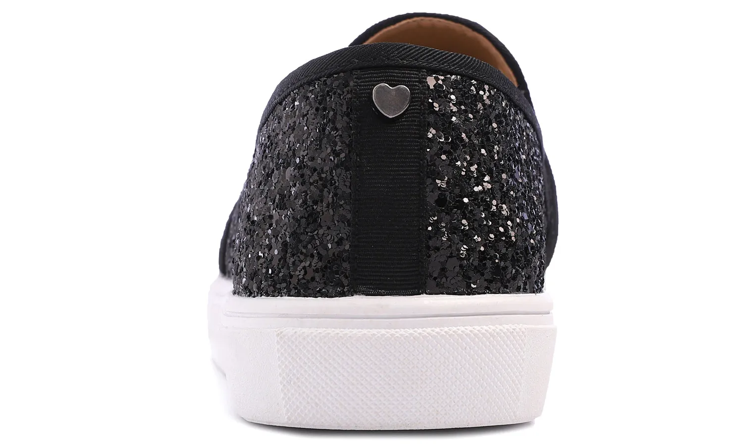 Feversole Women's Glitter Black Slip On Sneaker Casual Flat Loafers