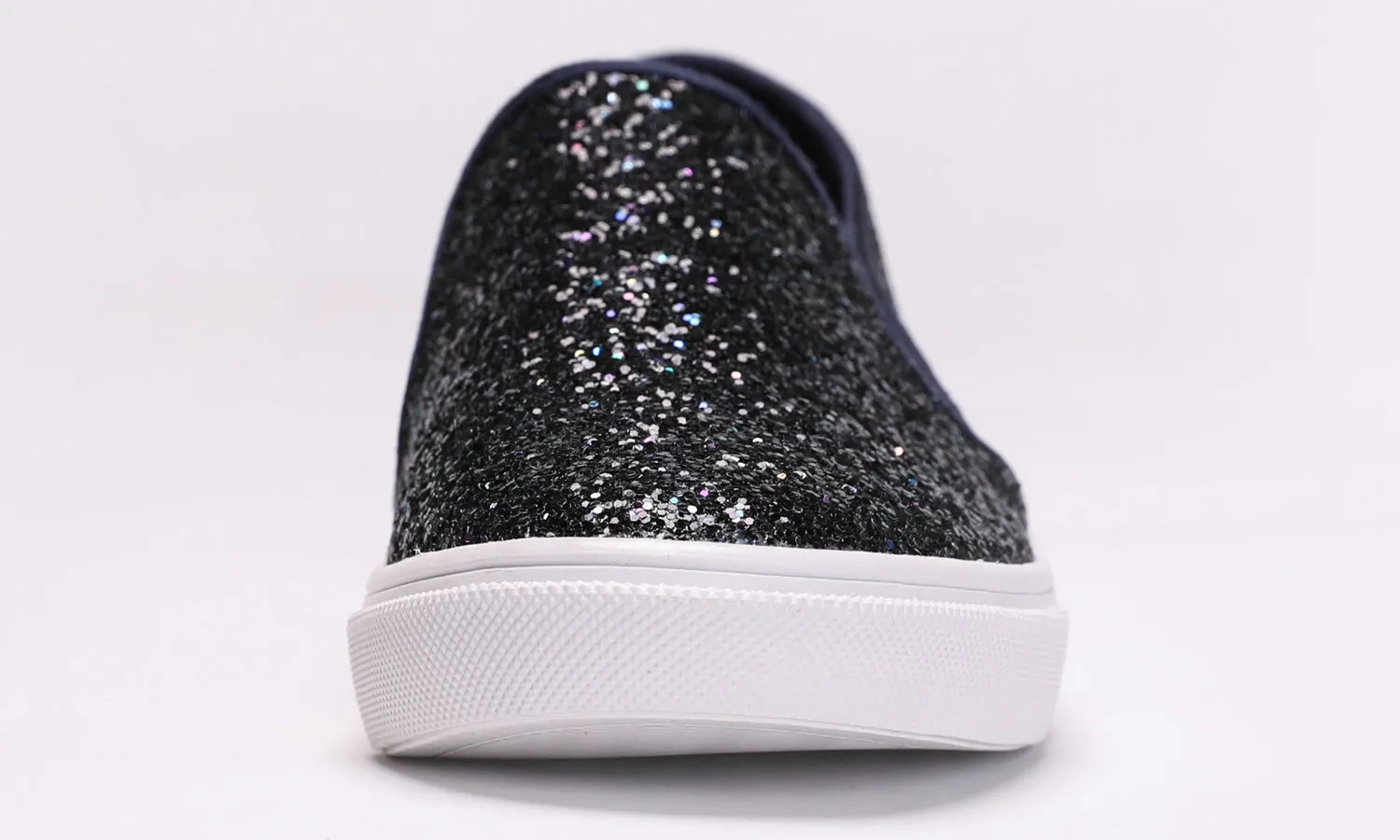 Feversole Women's Glitter Navy Slip On Sneaker Casual Flat Loafers