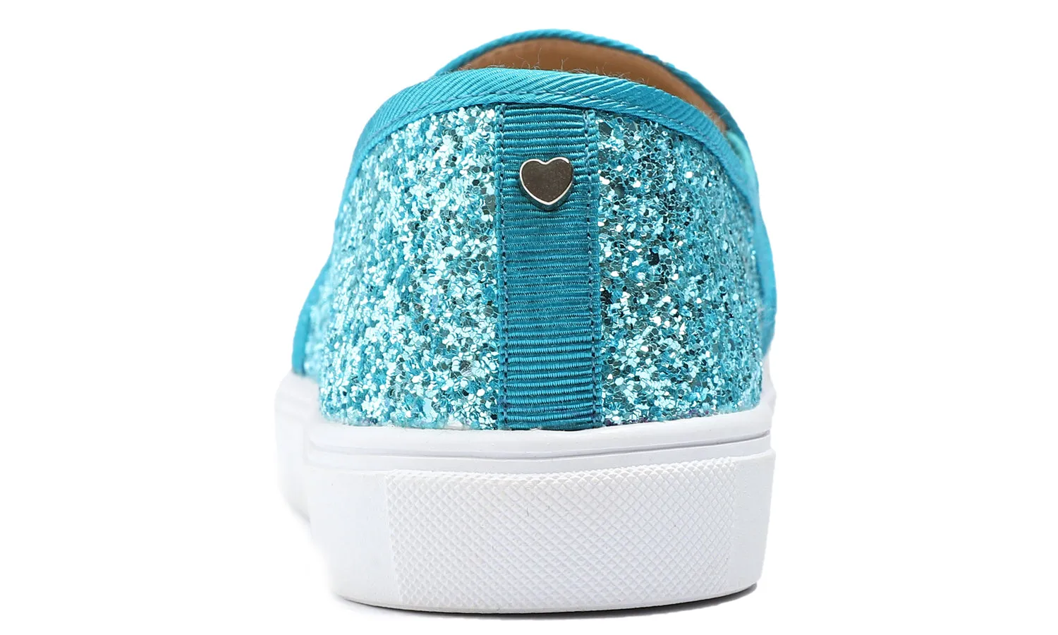 Feversole Women's Glitter Turquoise Slip On Sneaker Casual Flat Loafers