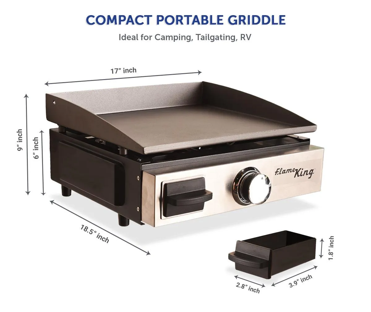 Flame King Flat Top Portable Propane Cast Iron Grill Griddle