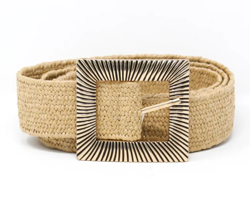 GF Stretch Belt Raffia With Metal Buckle