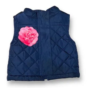 Girls OshKosh Size 12 Months Navy 3D Flower Accent Quilted Vest