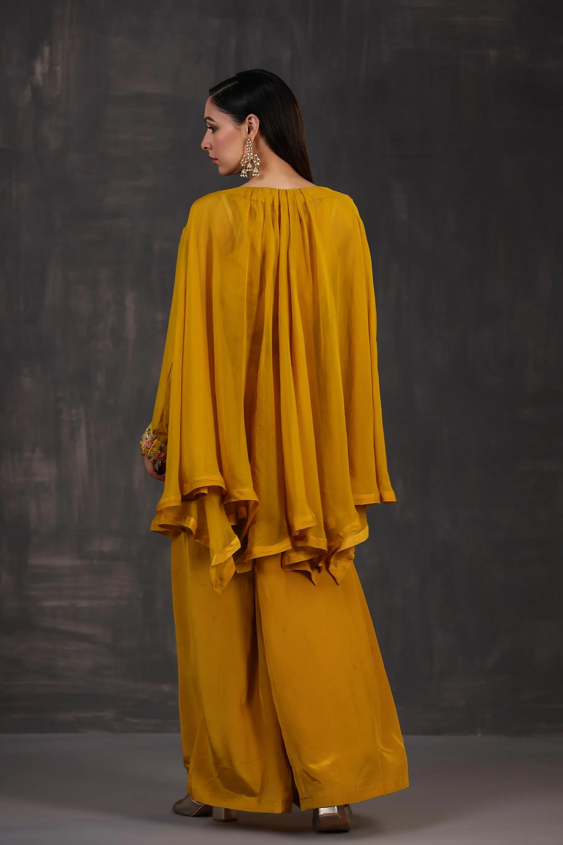 Golden Yellow Embellished Premium Organza Silk Co-Ord Set