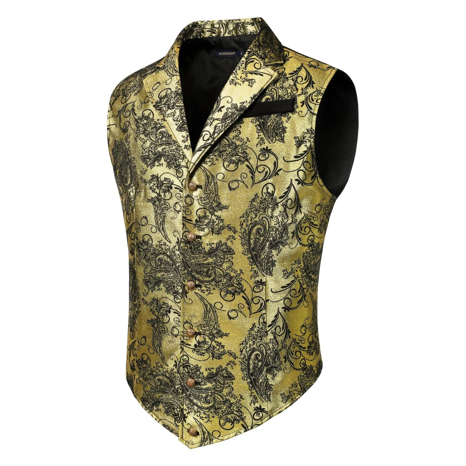 Gothic Lapel Party Vest for Men - GOLD 2/BLACK