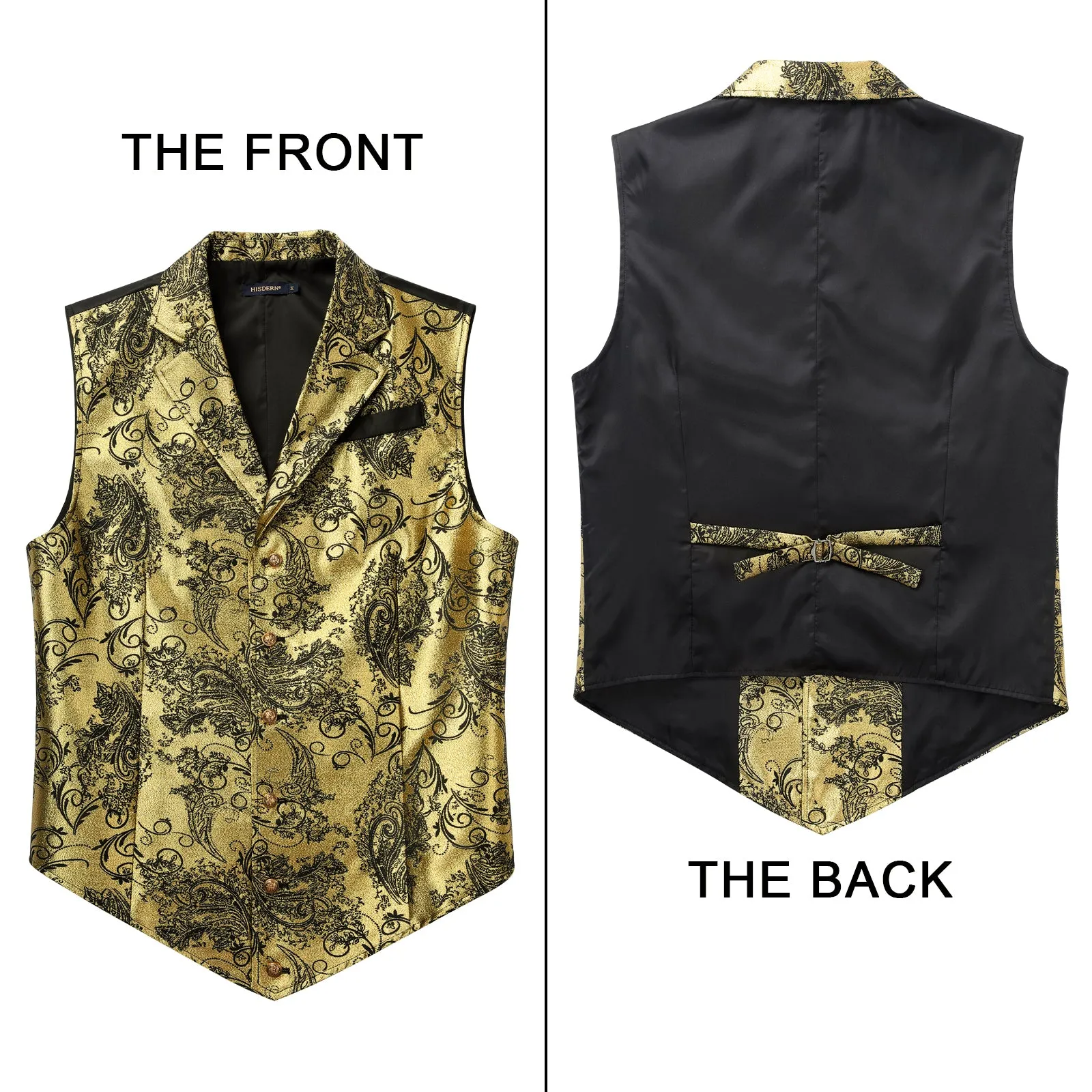 Gothic Lapel Party Vest for Men - GOLD 2/BLACK