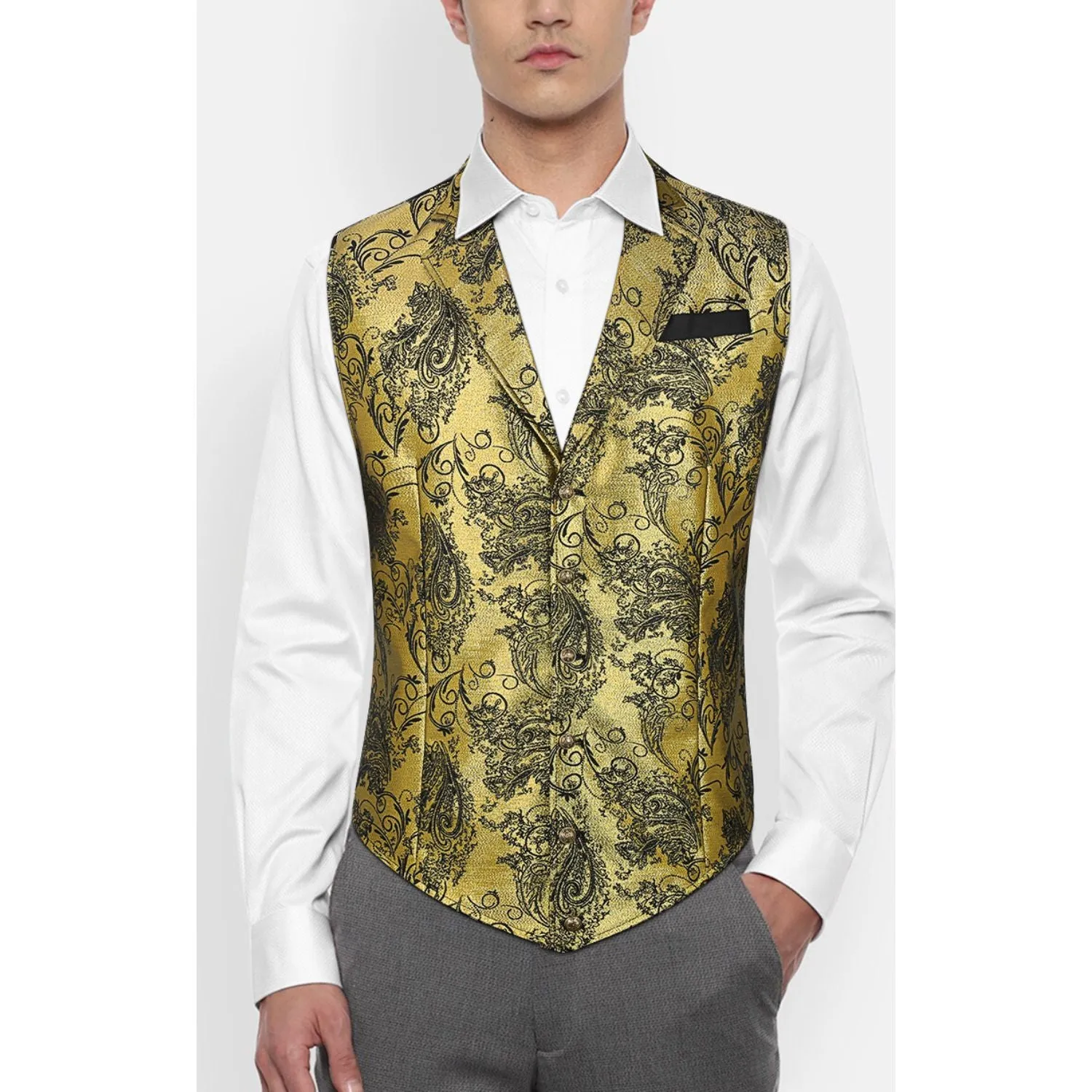 Gothic Lapel Party Vest for Men - GOLD 2/BLACK