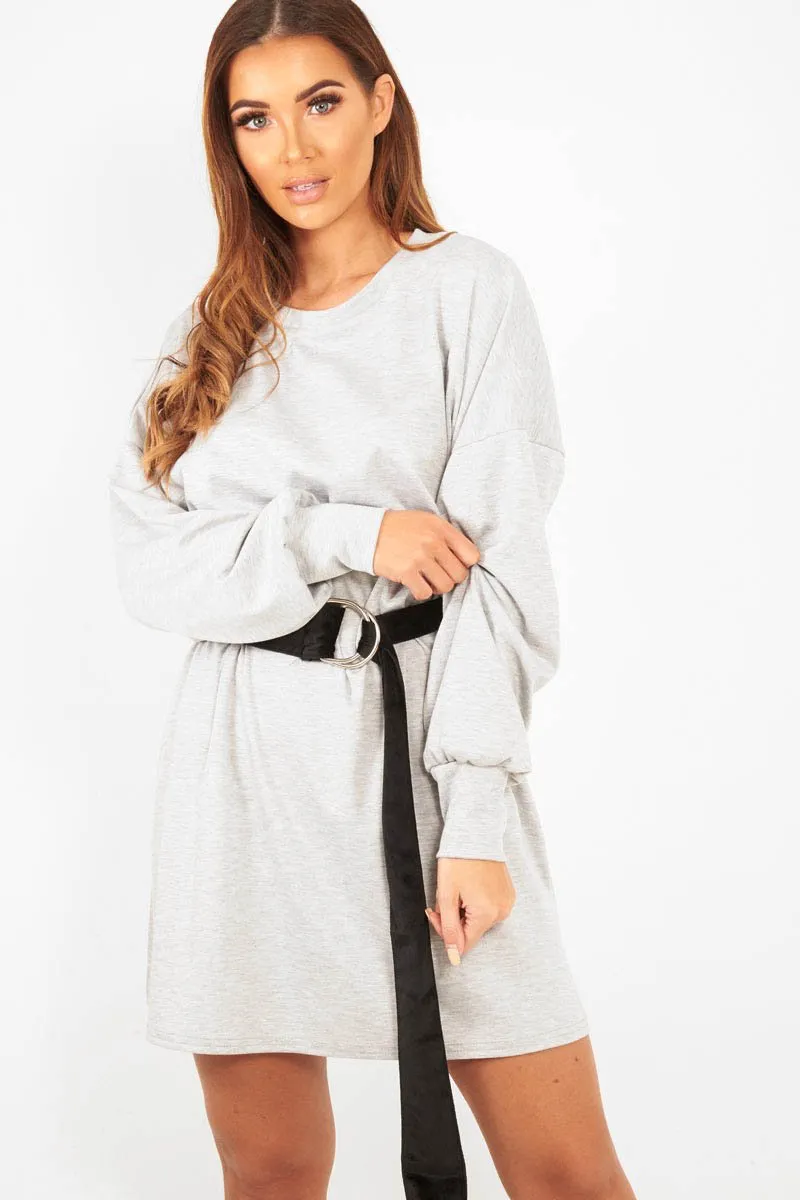 Grey Oversized Jumper Dress - Oaklee