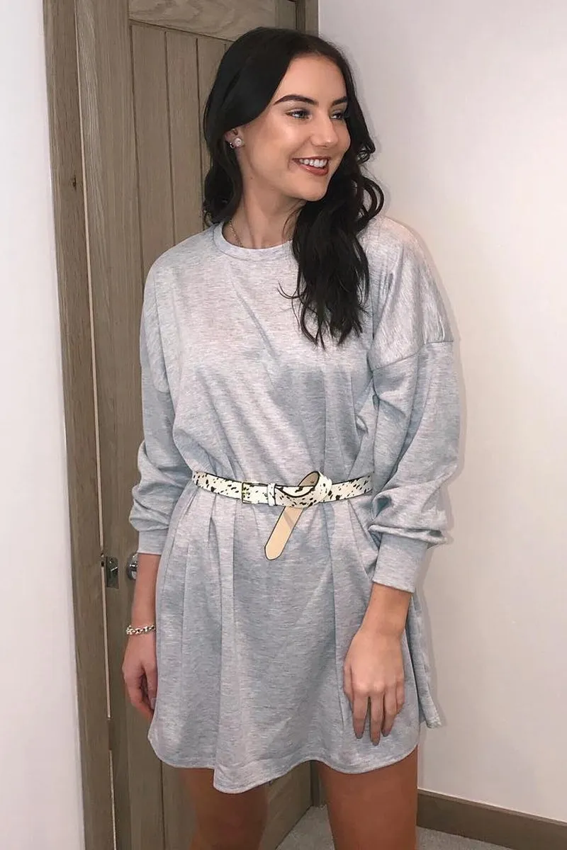 Grey Oversized Jumper Dress - Oaklee