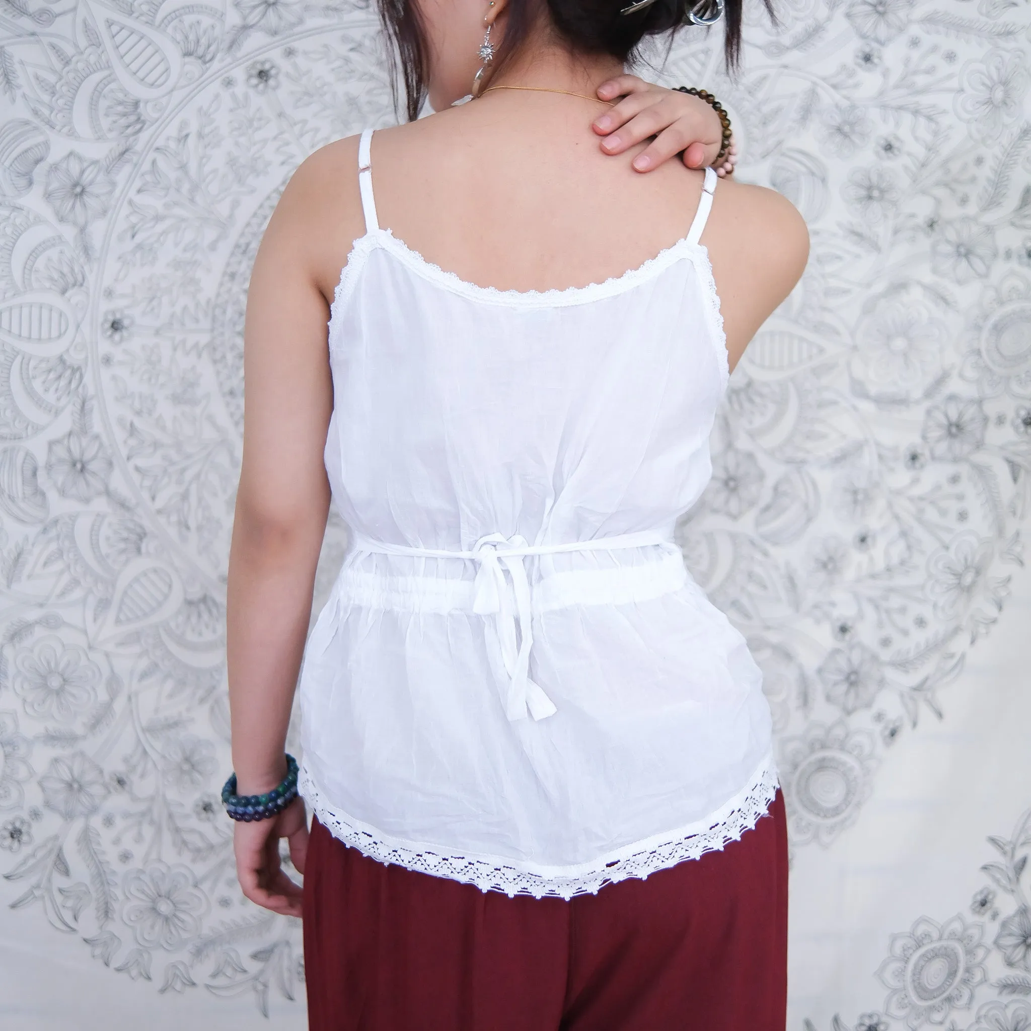 Hand Embroidery Batik White Cotton Top