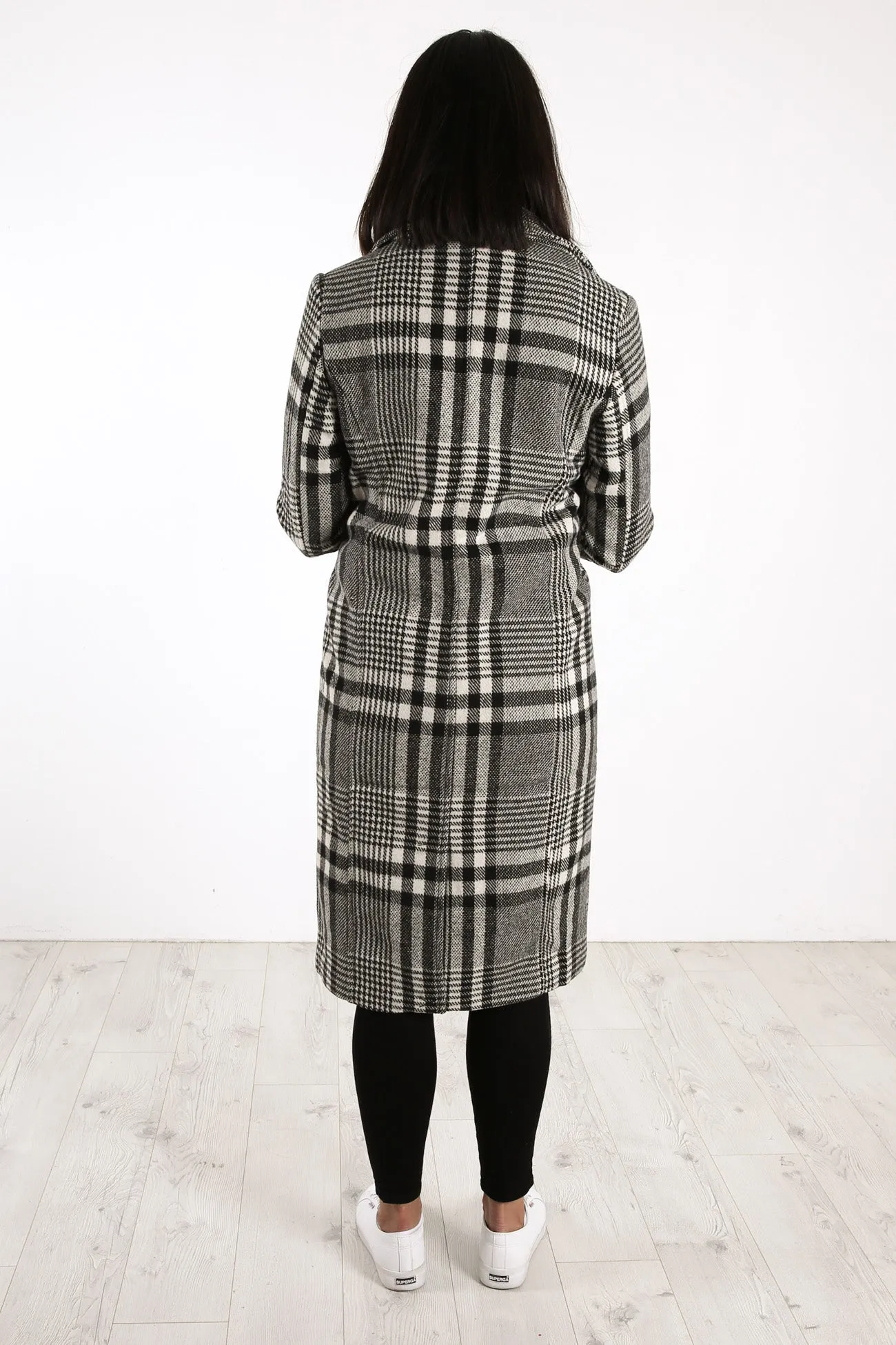 Hensley Check Coat Black