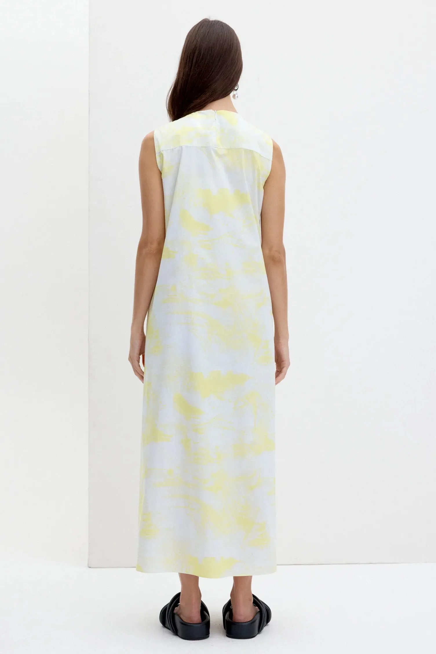 Ida Dress in Cirrus Print Lemon