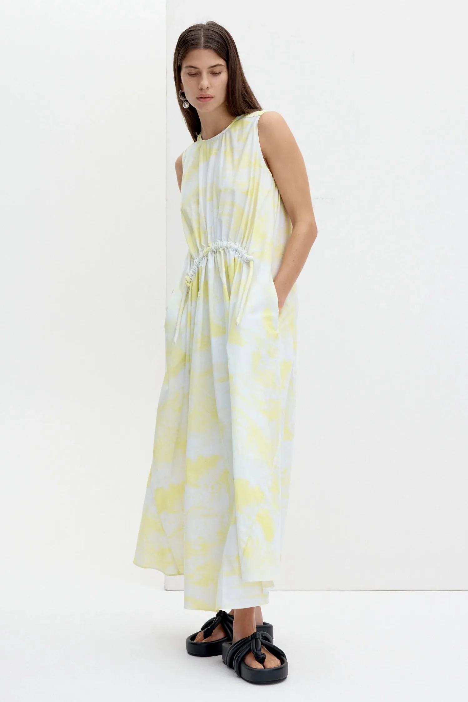 Ida Dress in Cirrus Print Lemon