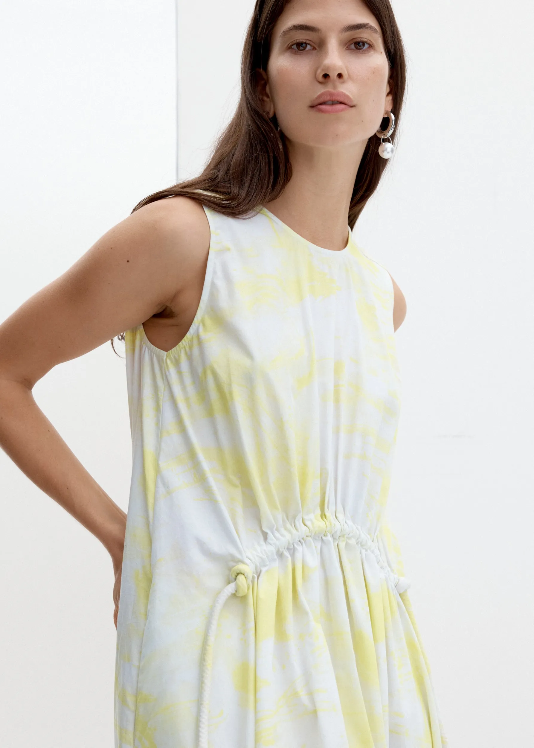 Ida Dress in Cirrus Print Lemon