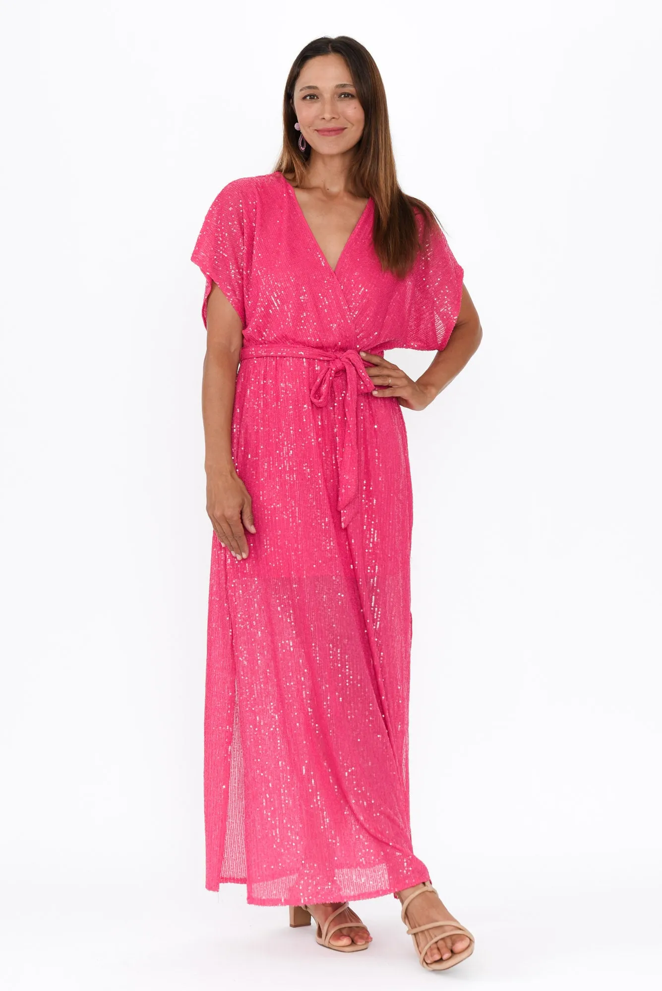 Impression Pink Sequin Tie Dress