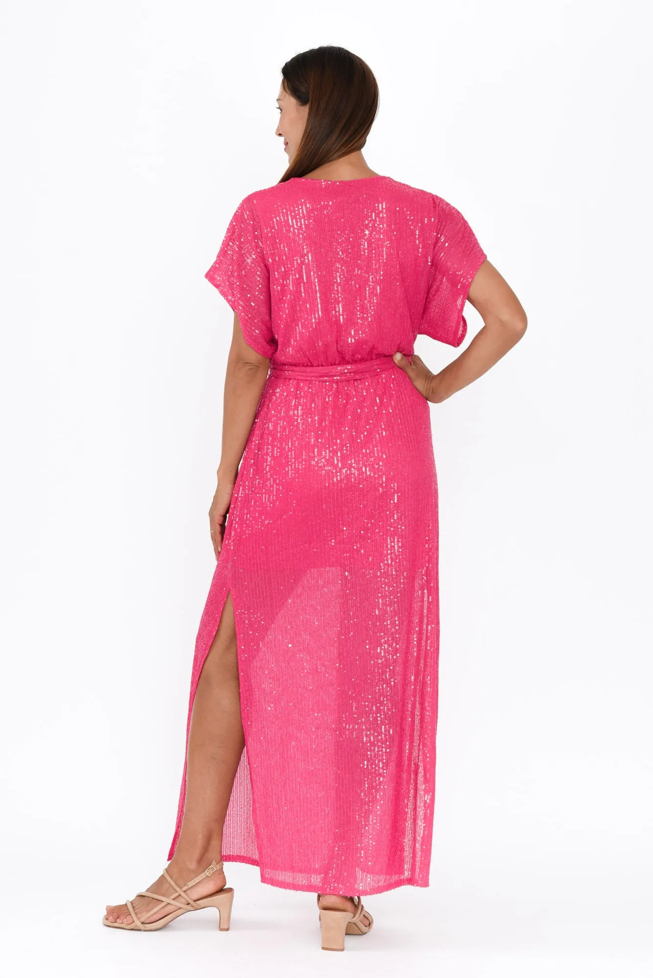 Impression Pink Sequin Tie Dress