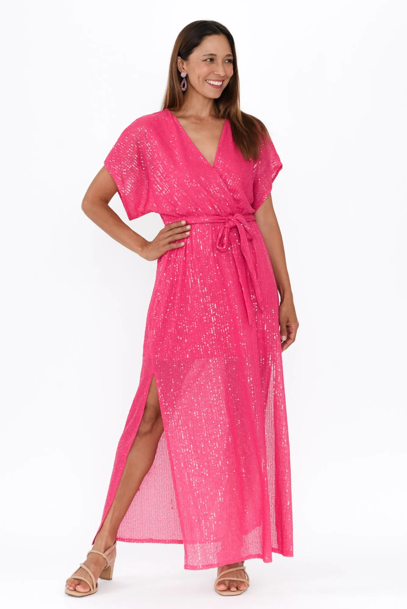 Impression Pink Sequin Tie Dress