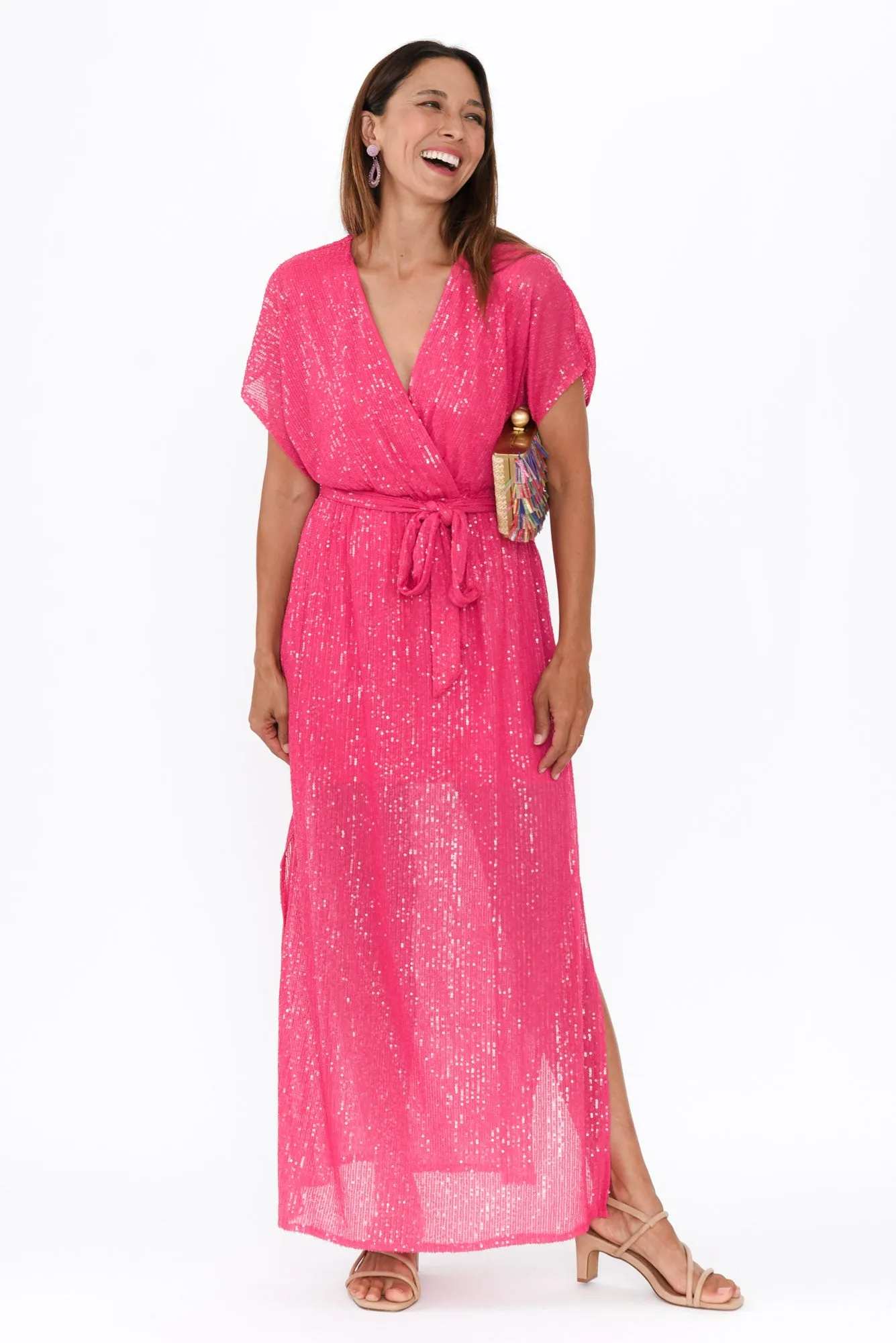 Impression Pink Sequin Tie Dress