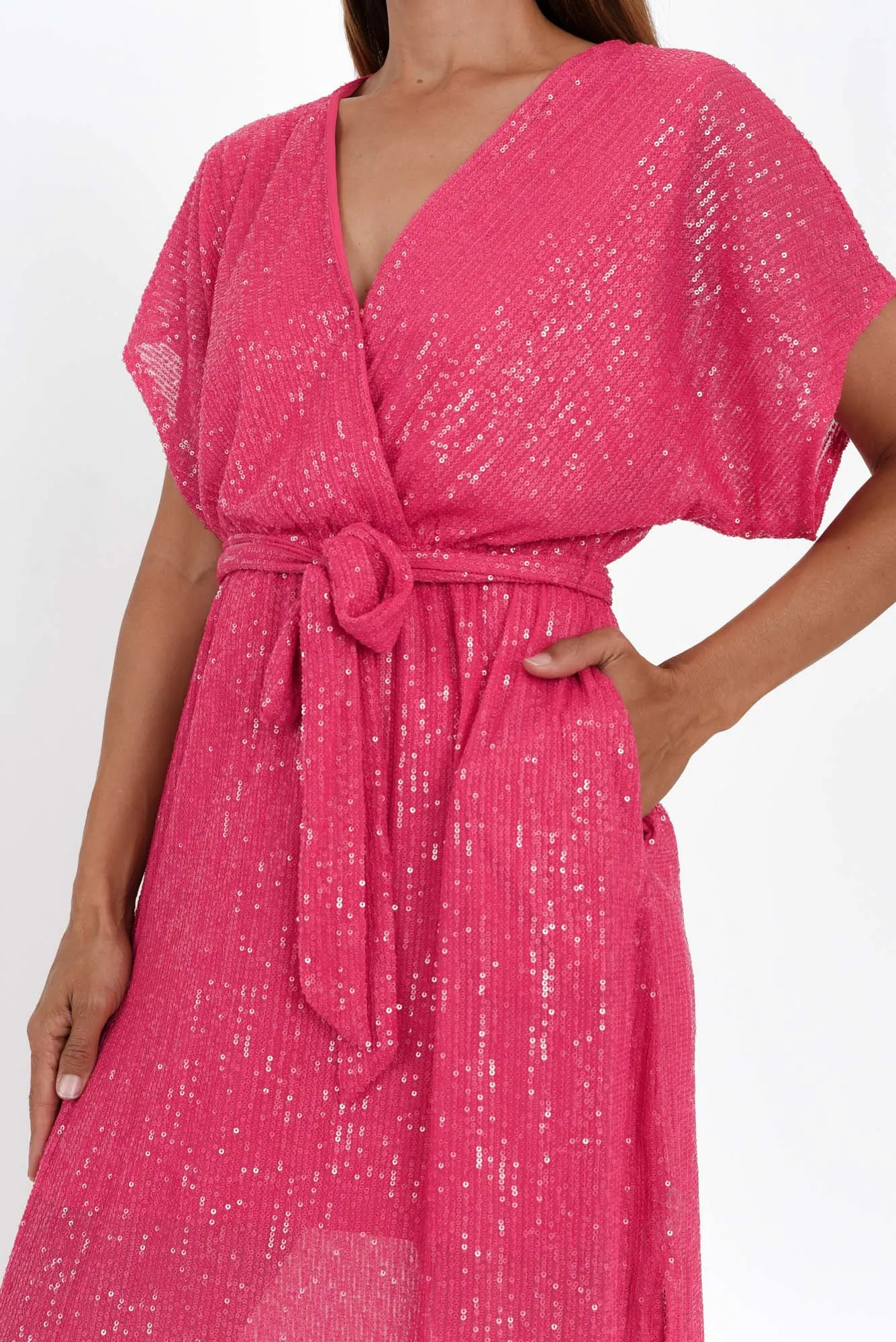 Impression Pink Sequin Tie Dress