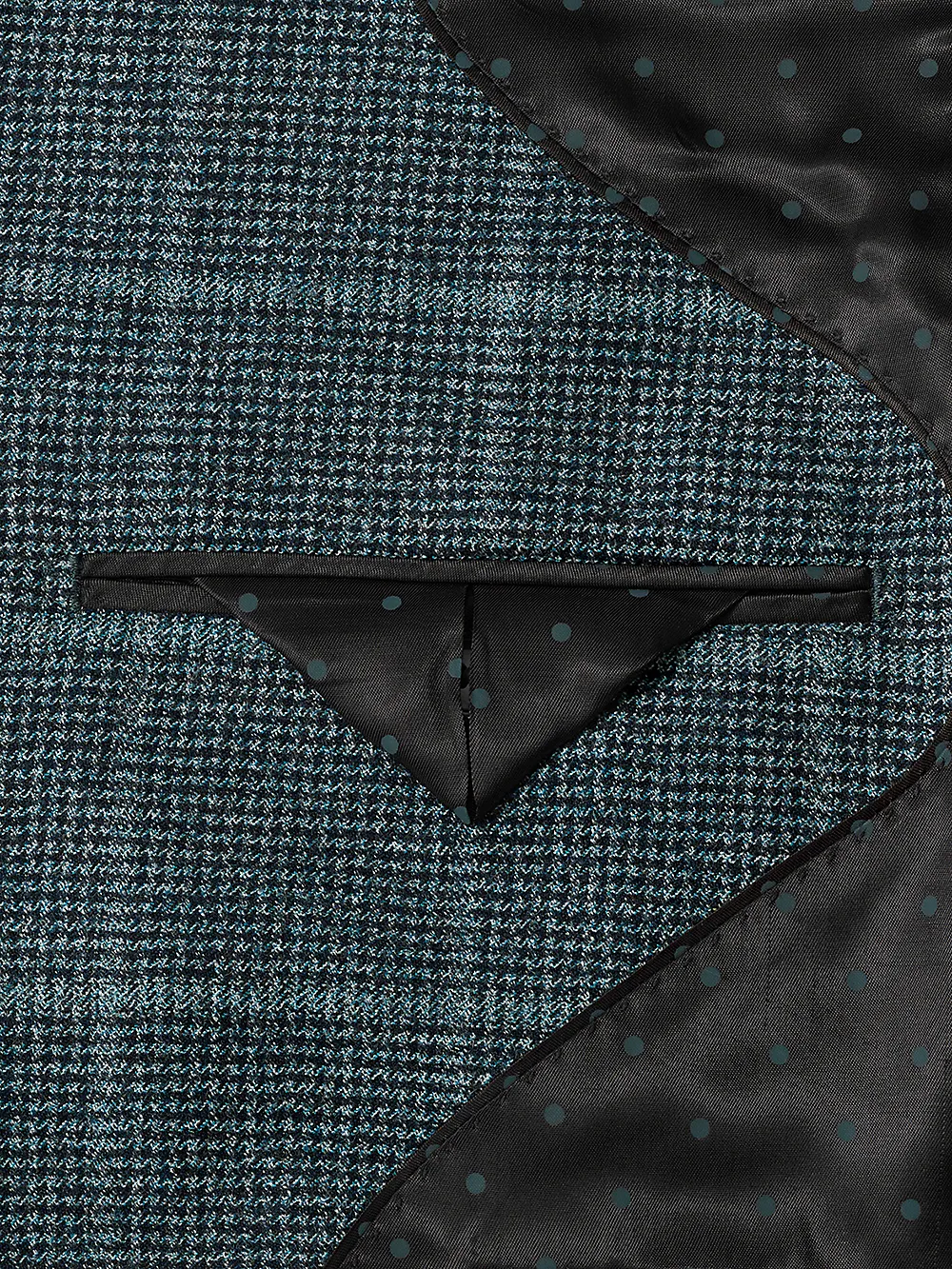 Italian Wool Plaid Single Breasted Peak Lapel Sport Coat - Teal