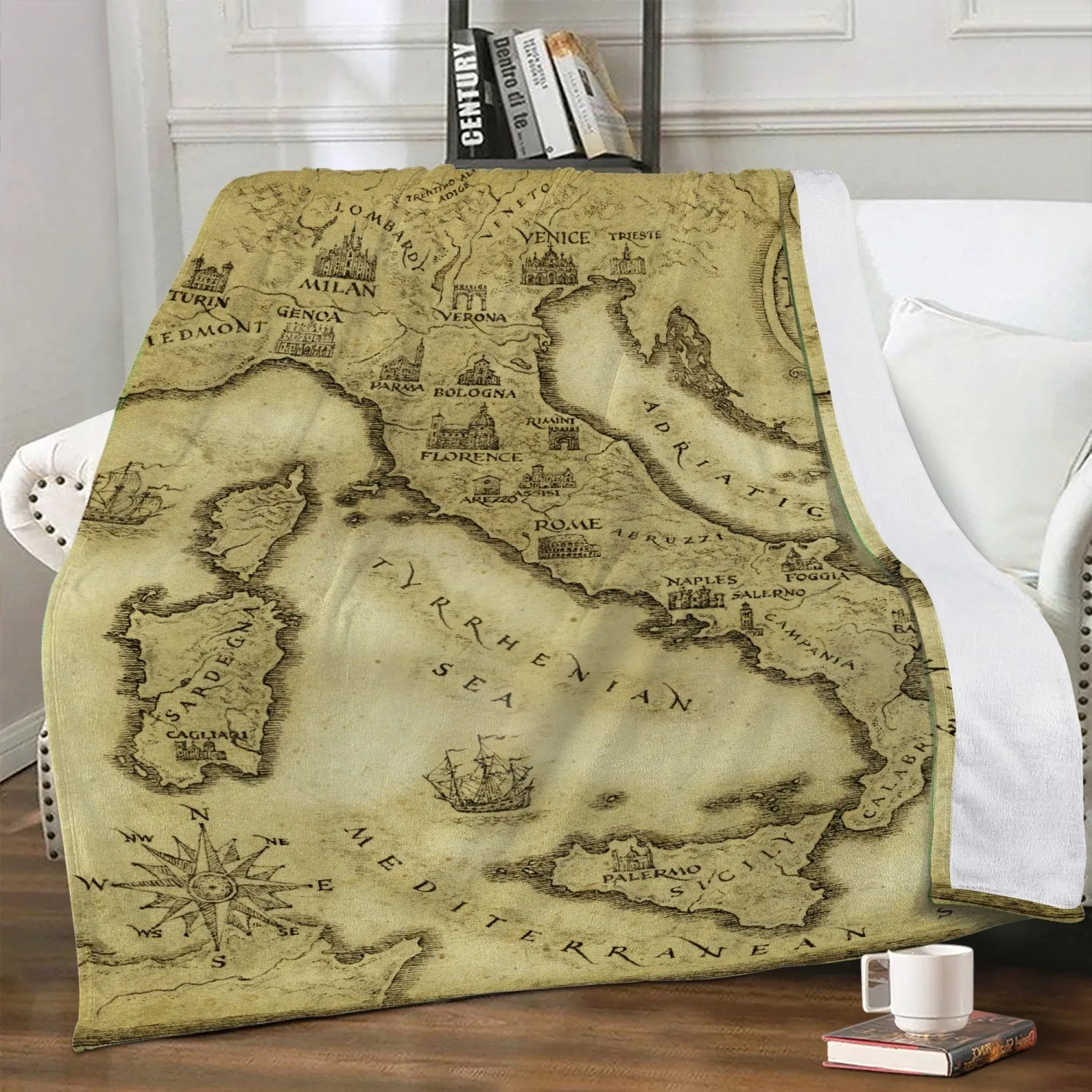 Italy Vintage Map Fleece Blanket