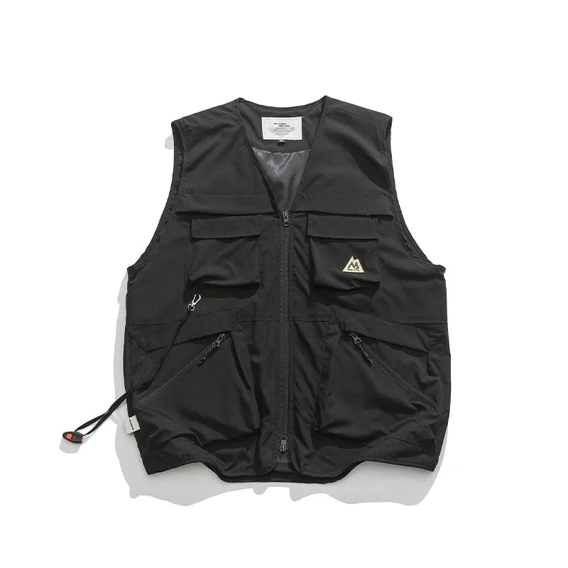 Japanese Multifunctional Pocket Casual Cargo Vest Army Green Tactical Waistcoat