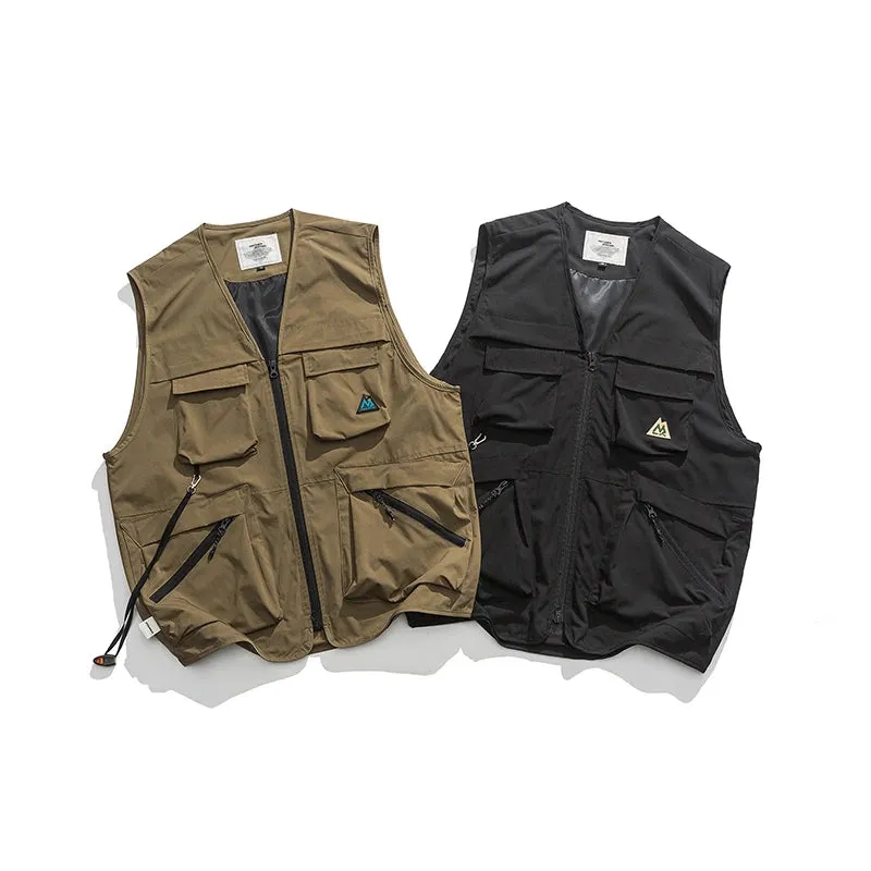 Japanese Multifunctional Pocket Casual Cargo Vest Army Green Tactical Waistcoat