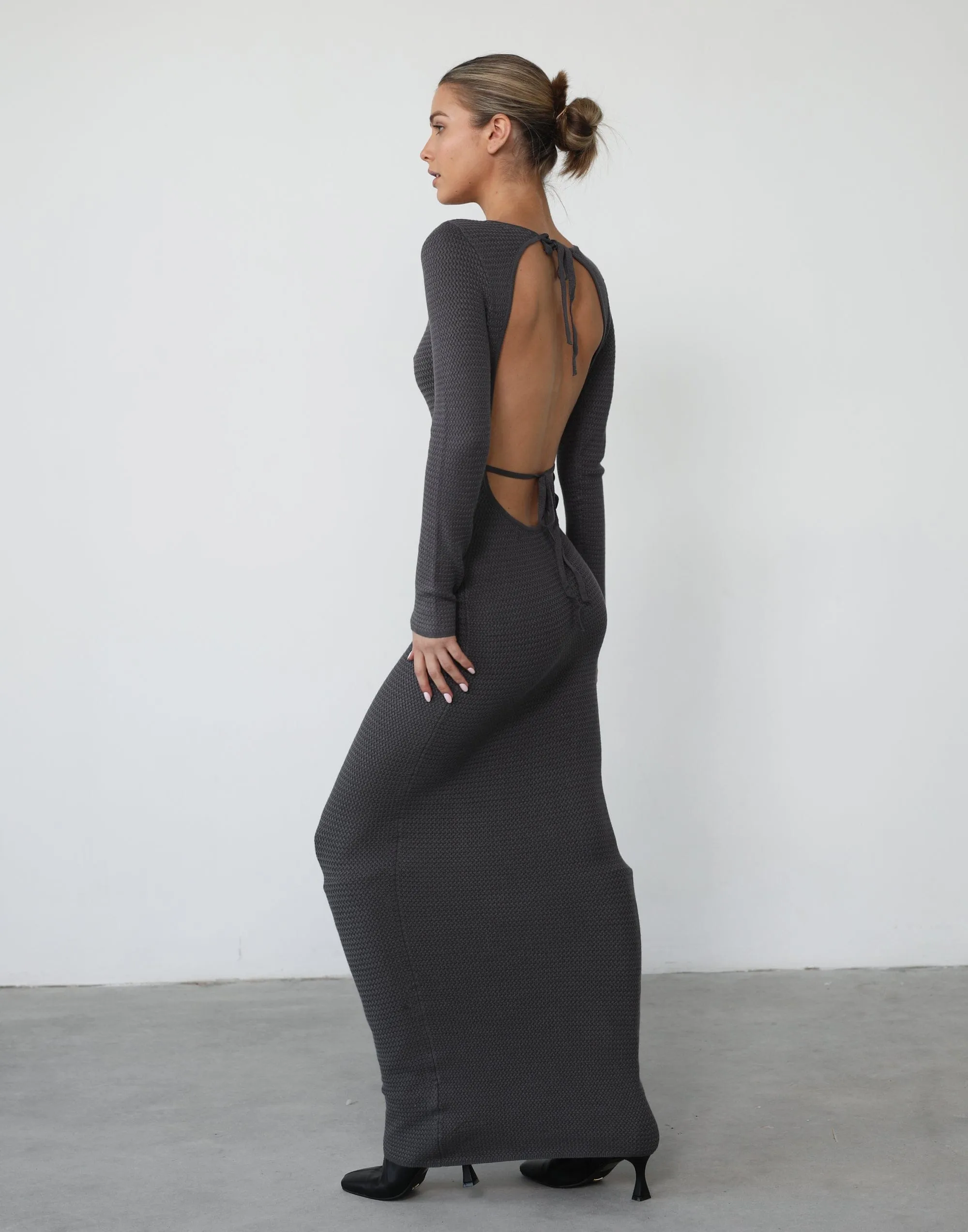 Jayda Long Sleeve Maxi Dress (Charcoal)