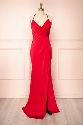 Jihyo Red | Mermaid Maxi Dress w/ Laced-Back