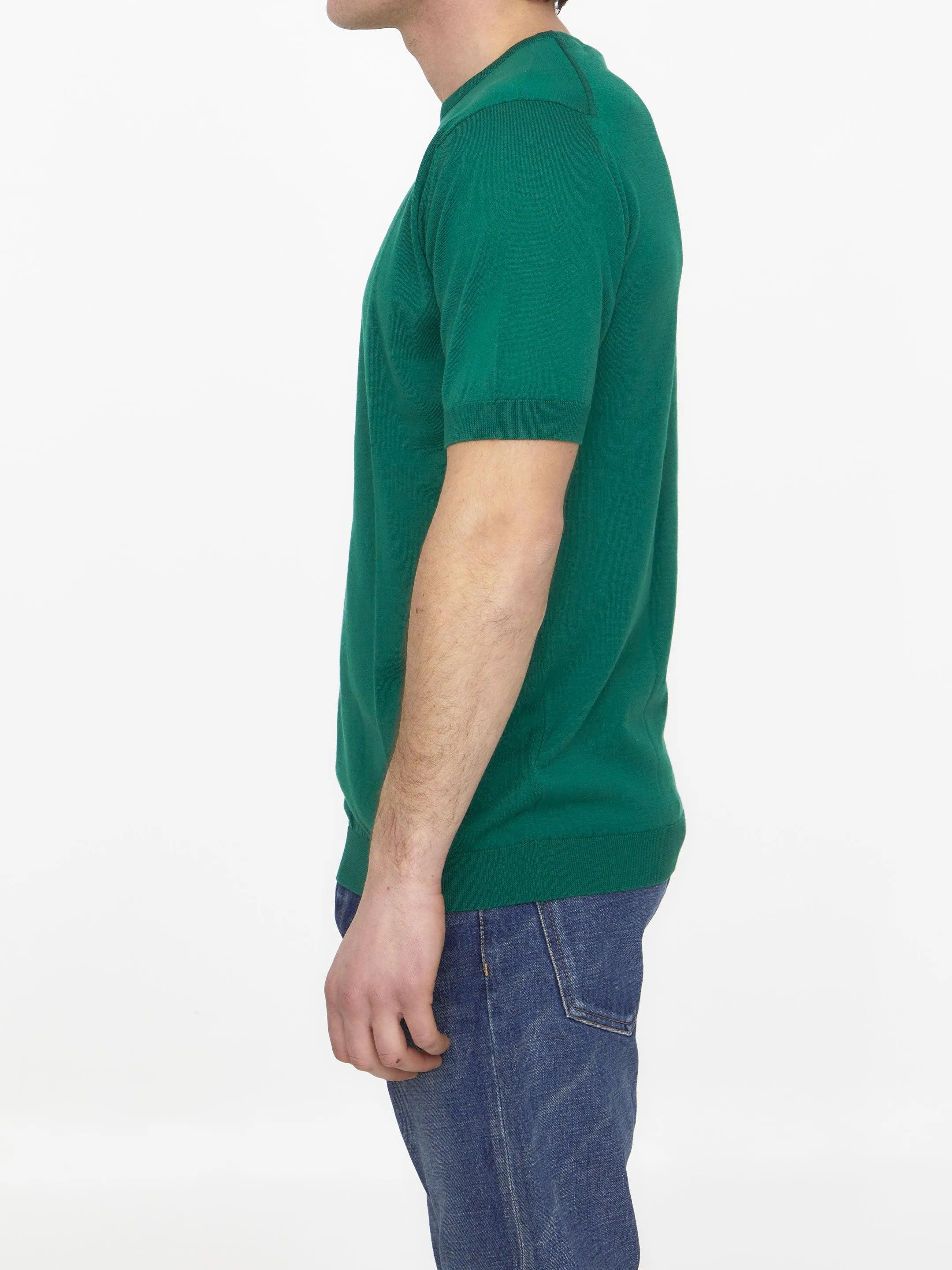 John Smedley Emerald Green Cotton Jumper