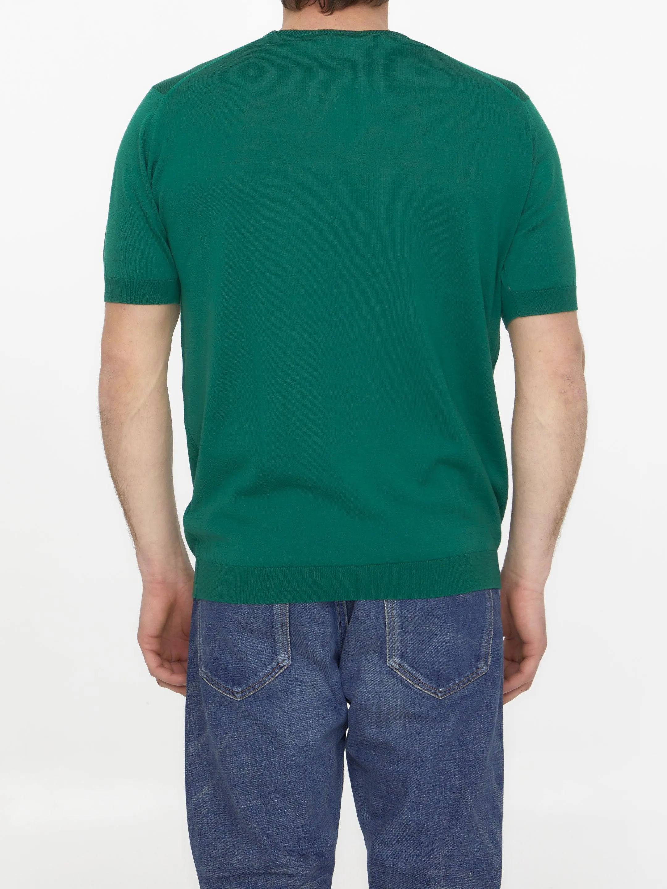 John Smedley Emerald Green Cotton Jumper