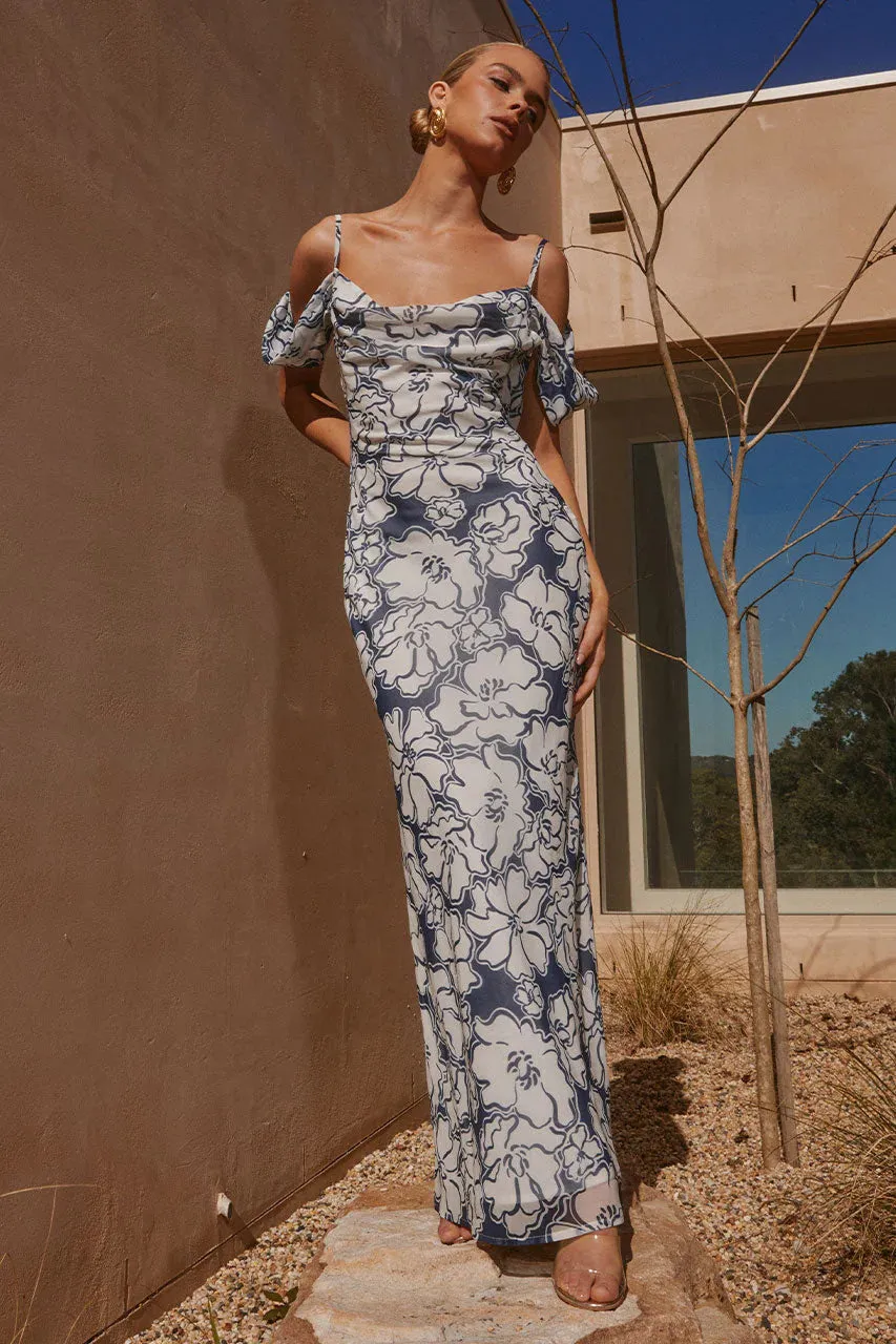 KELANI MAXI DRESS - NAVY FLORAL