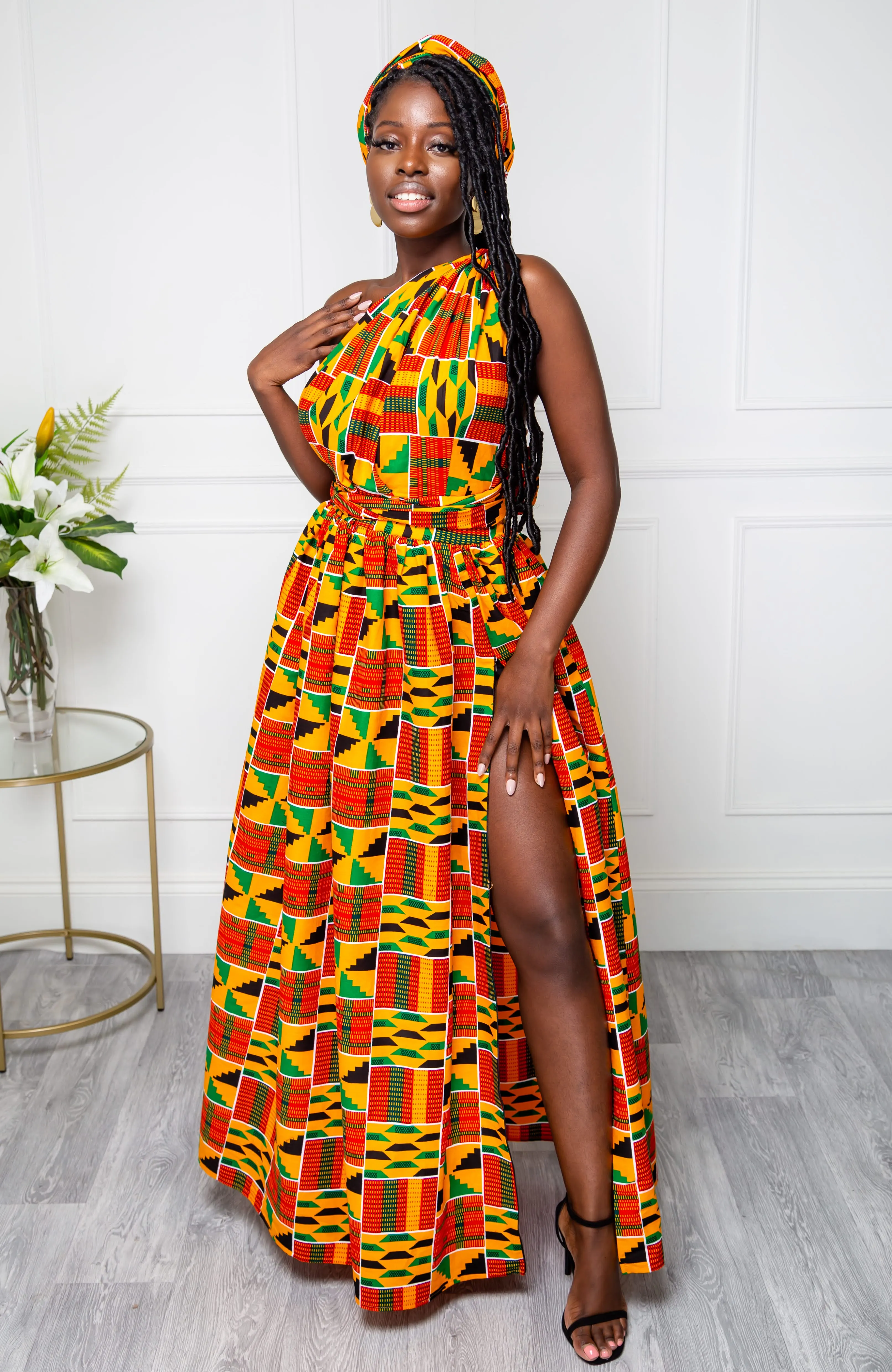 Kente African Print Multiway Infinity Maxi Dress - KENYA