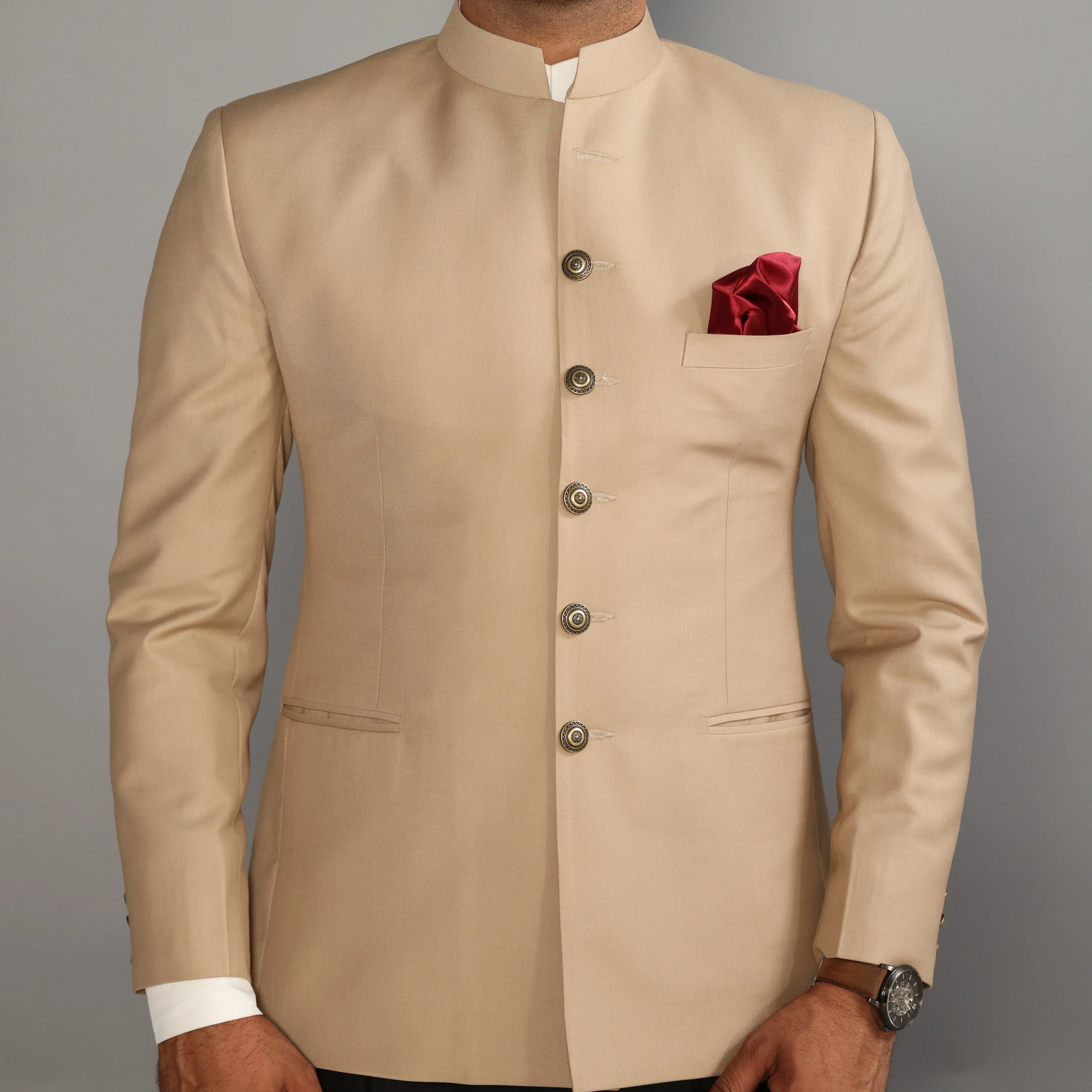 Khaki Jodhpuri Blazer with Black Trouser | Perfect for Wedding and Casual wear |