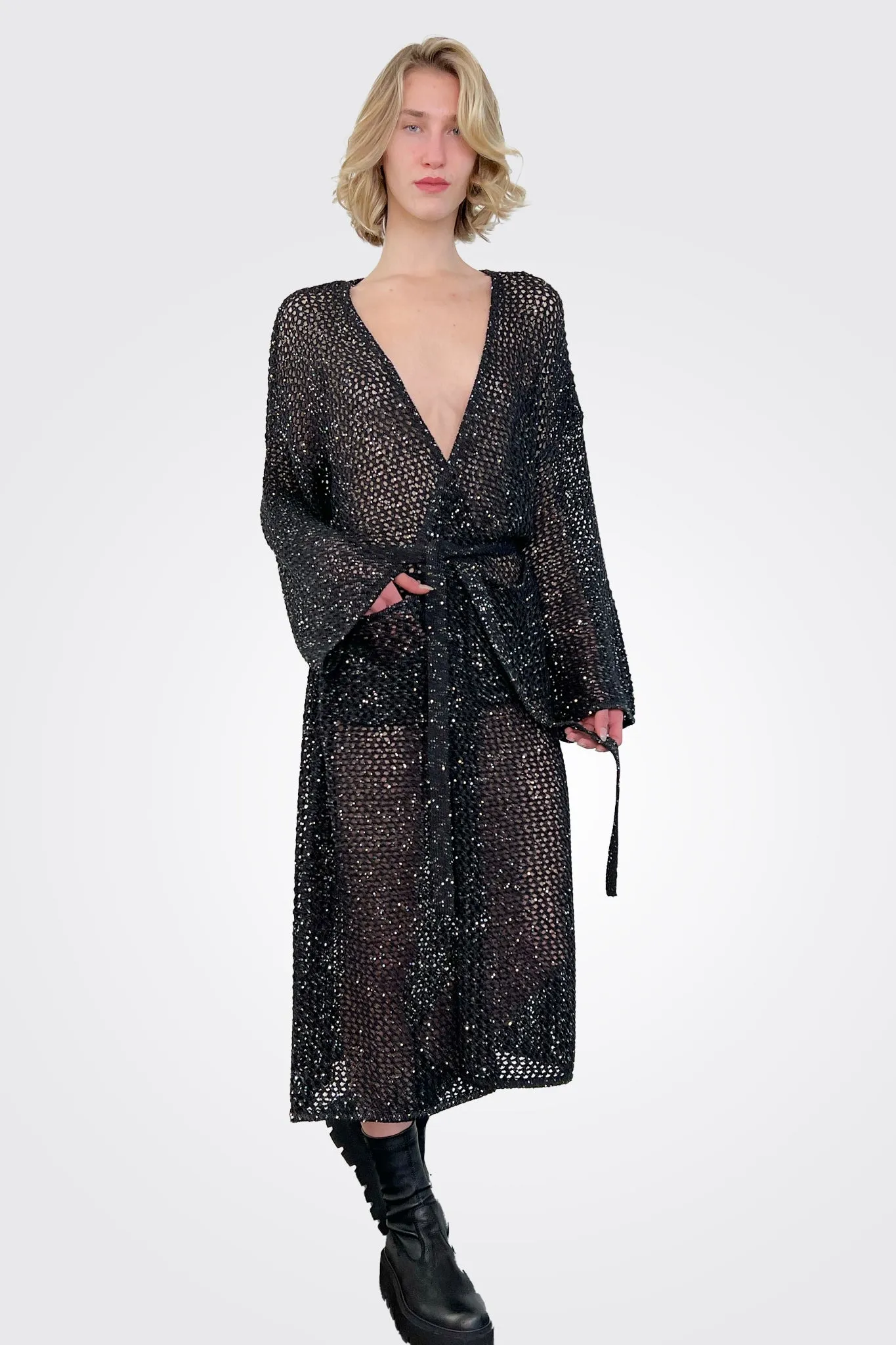 Kiah Knitted Coat - Black