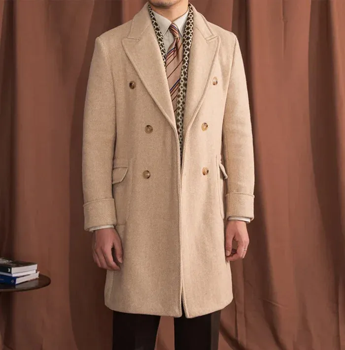 Kingsman Biege Double Breasted Over Coat by Italian Vega® (Latest Edition)