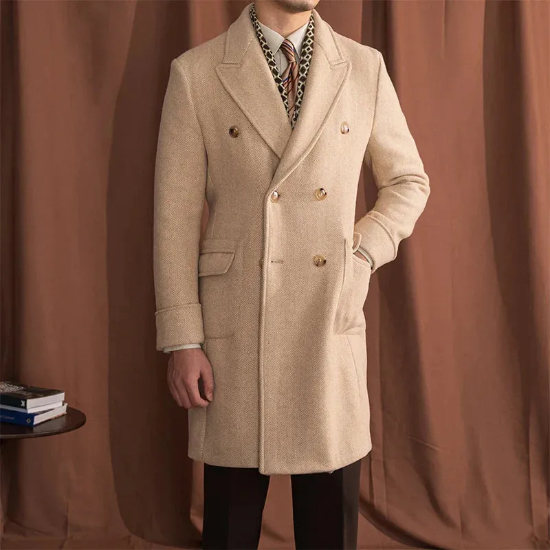 Kingsman Biege Double Breasted Over Coat by Italian Vega® (Latest Edition)