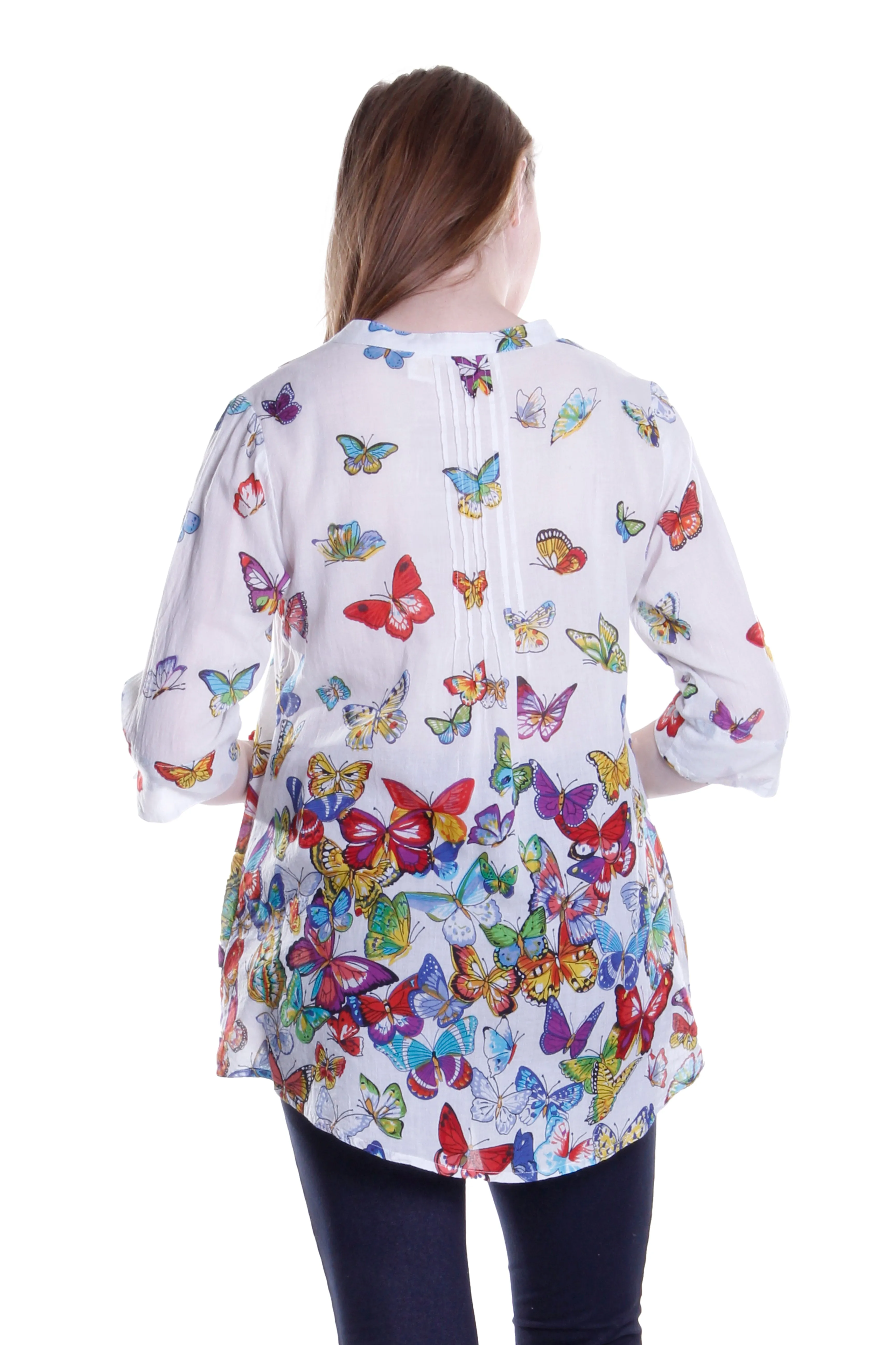 La Cera Butterfly Garden Cotton Tunic