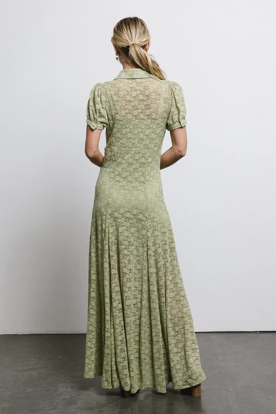 Lace Button Up Dress in Sage - FINAL SALE