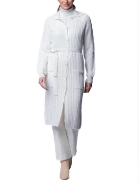 Layla Cable-Knit Belted Coat ; Winter White