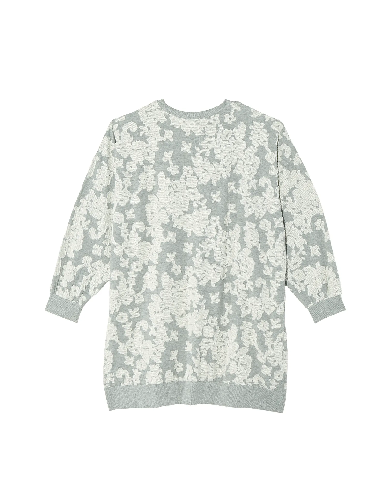 Lily Floral Tunic Sweater | Light Grey / White