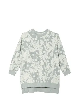 Lily Floral Tunic Sweater | Light Grey / White