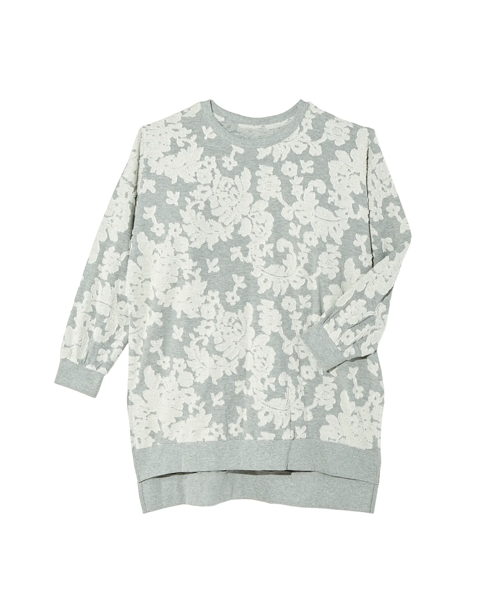 Lily Floral Tunic Sweater | Light Grey / White