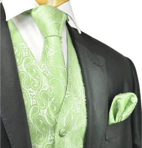 Lime Green Paisley Tuxedo Vest Set