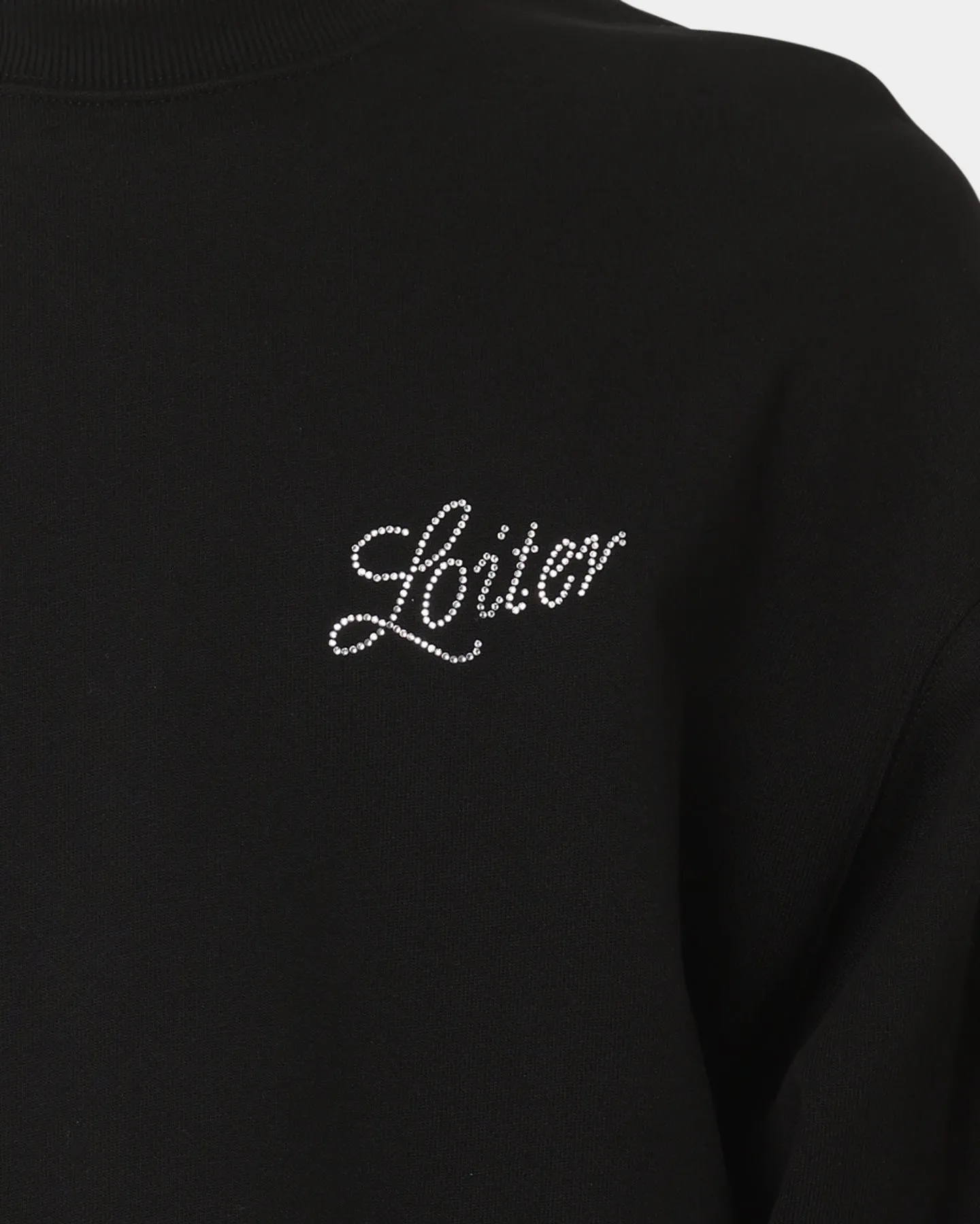 Loiter Spider Rhinestone Crewneck Black