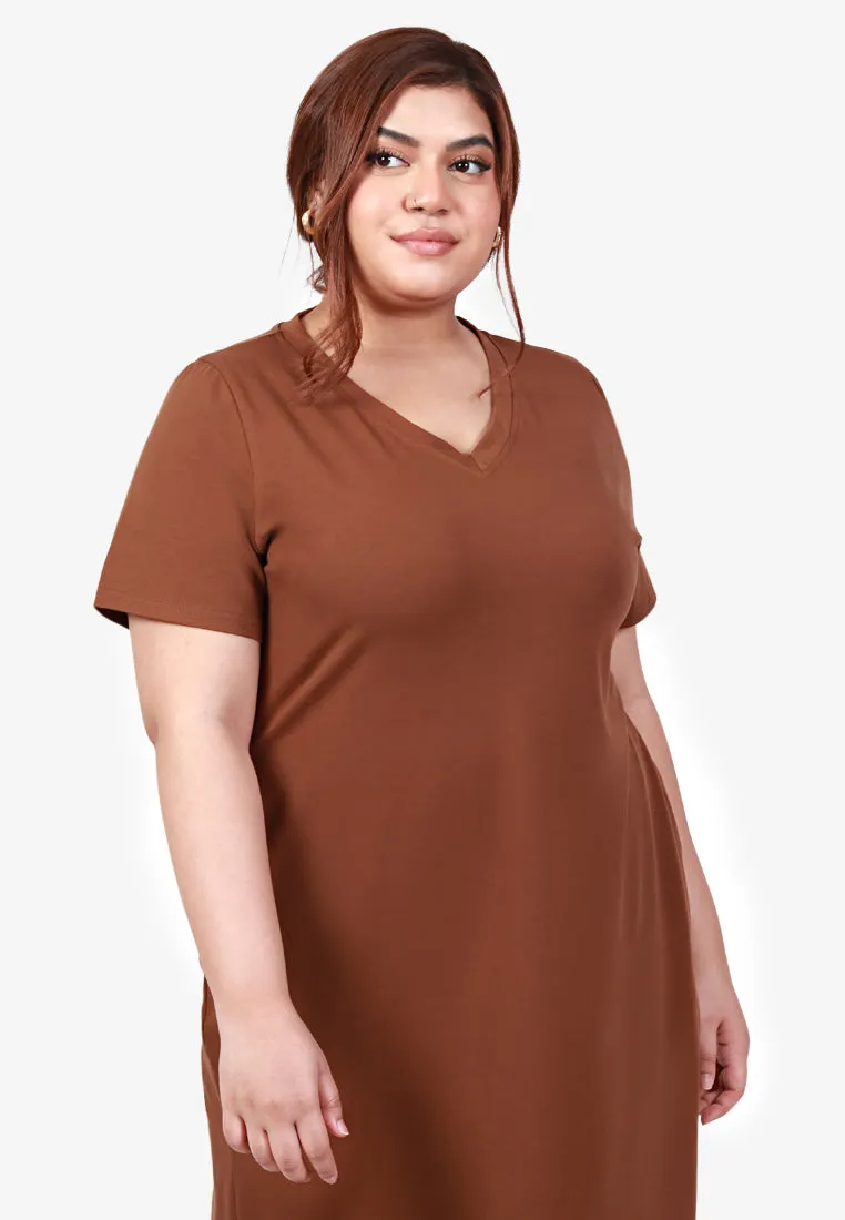 Mackayla V-neck Short Sleeve Maxi Dress - Brown