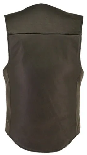 Made in USA Black Leather Bullet Proof Style Zippered Motorcycle Vest