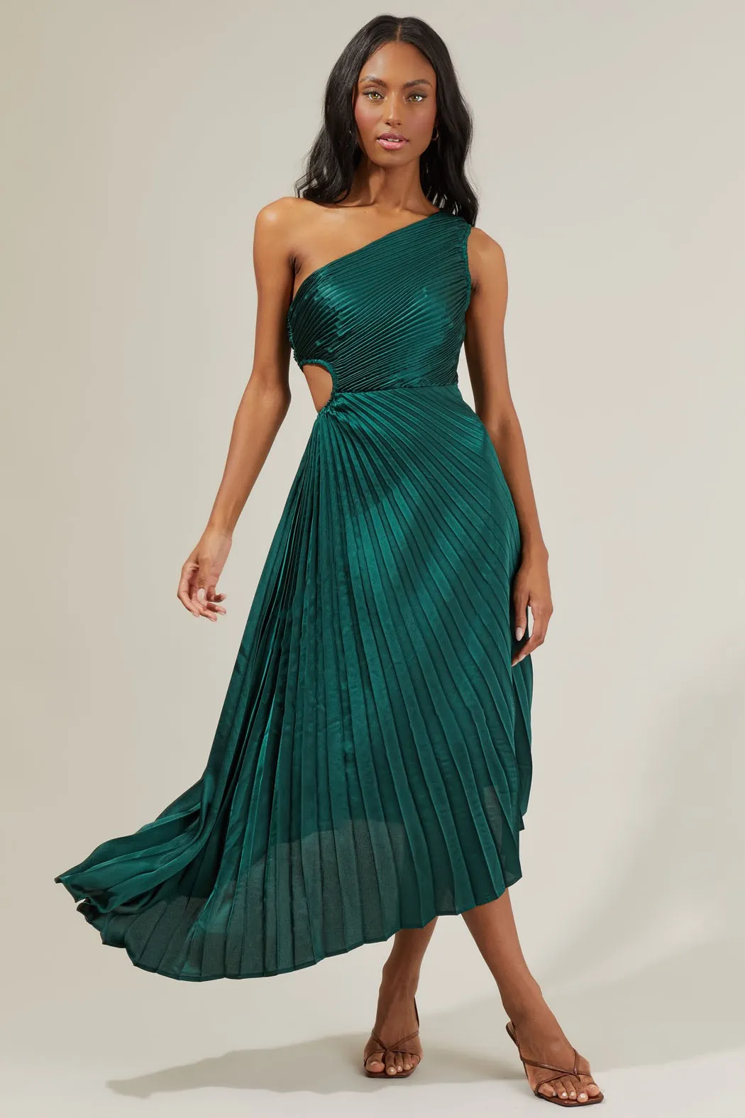 Marigold Aurora Pleated Maxi Dress