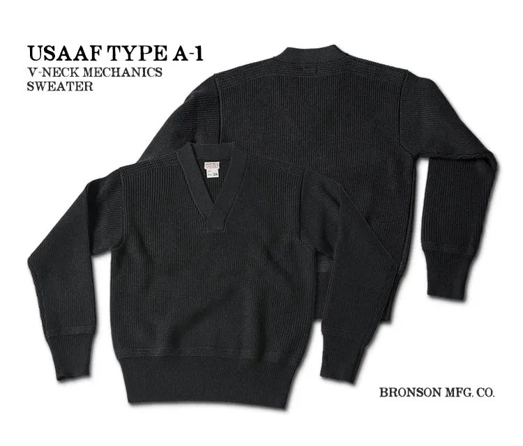 Mechanics Type A-1 Sweater with V-neck - Men's Woolen Knitted Jumper